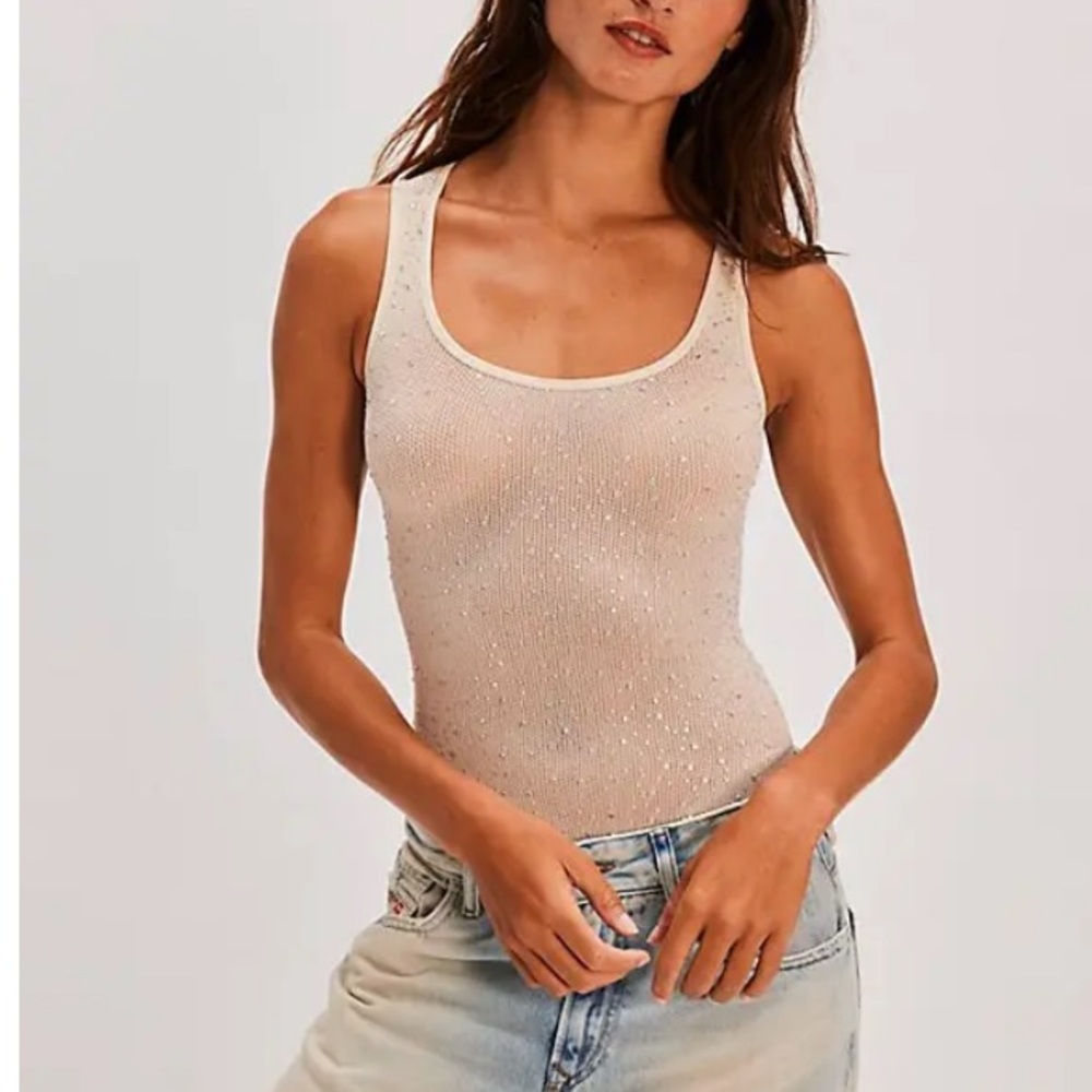 NWT Free People Night Sky Seamless Bodysuit in Brazilian Sand Size XS/S